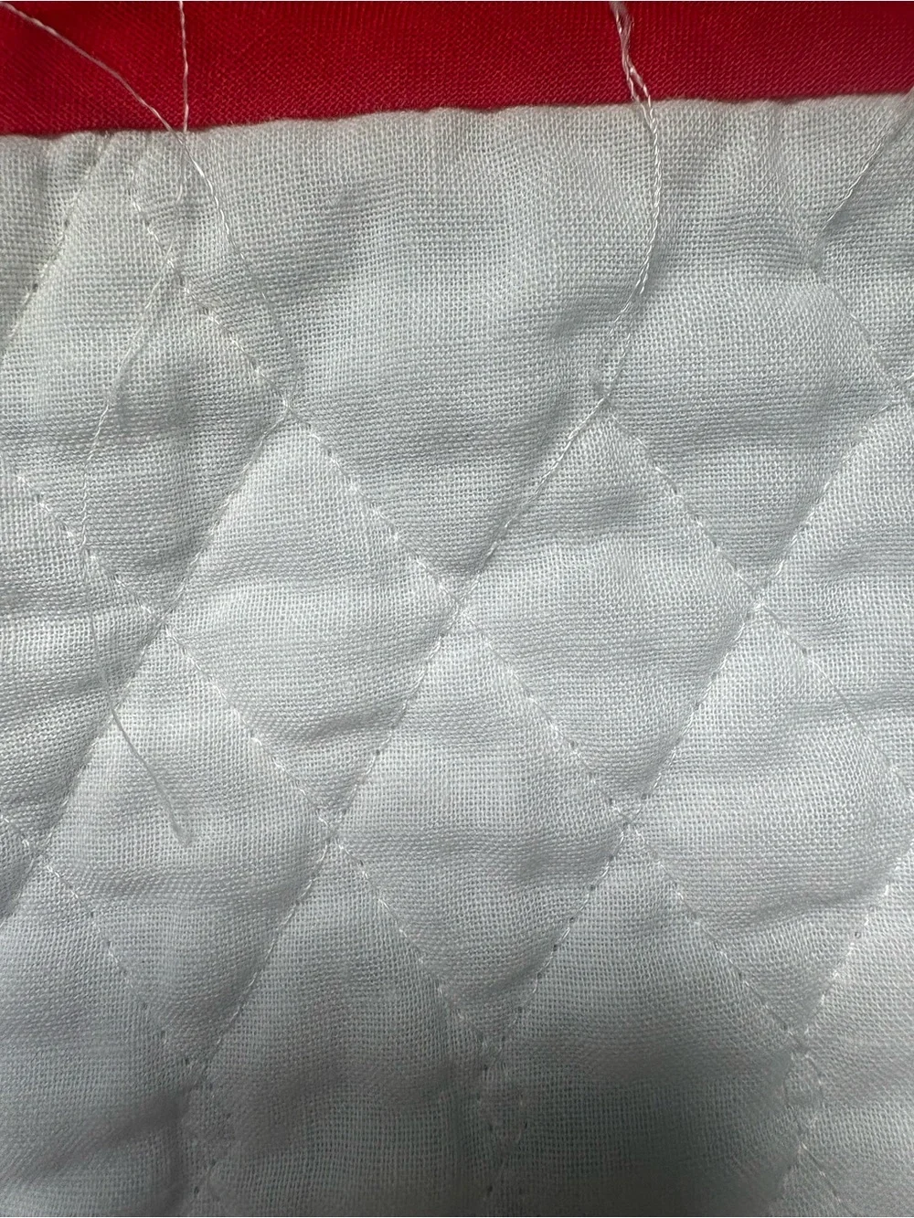 Handmade Raggedy Ann Quilted Baby Blanket - White with Red Accents